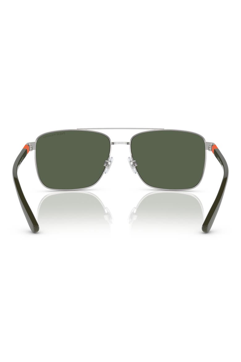 59mm Polarized Pillow Sunglasses, Alternate, color, SHINY SILVER / BOTTLE GREEN
