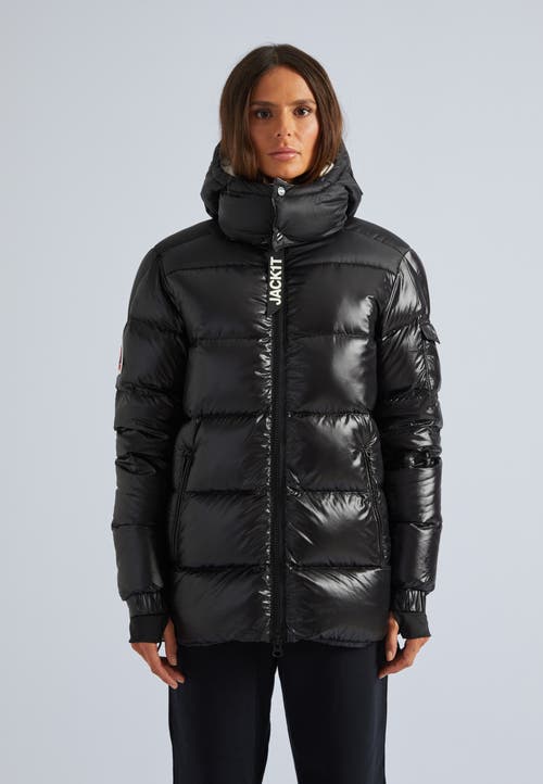 Jack1t High Collar Down Puffer Jacket In Black/stone