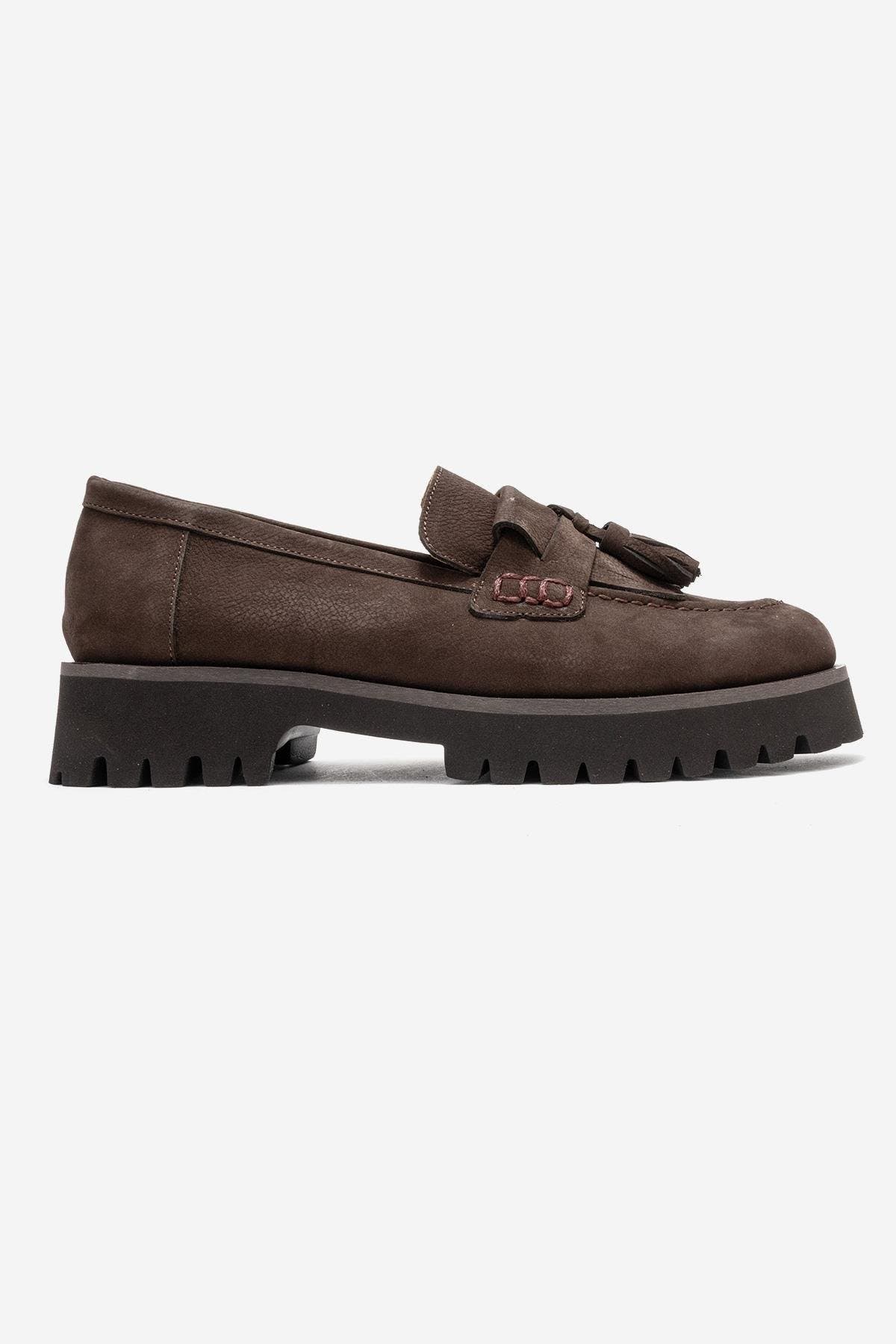 Poen Leather Tassel Loafer, Alternate, color, Brown Suede Leather