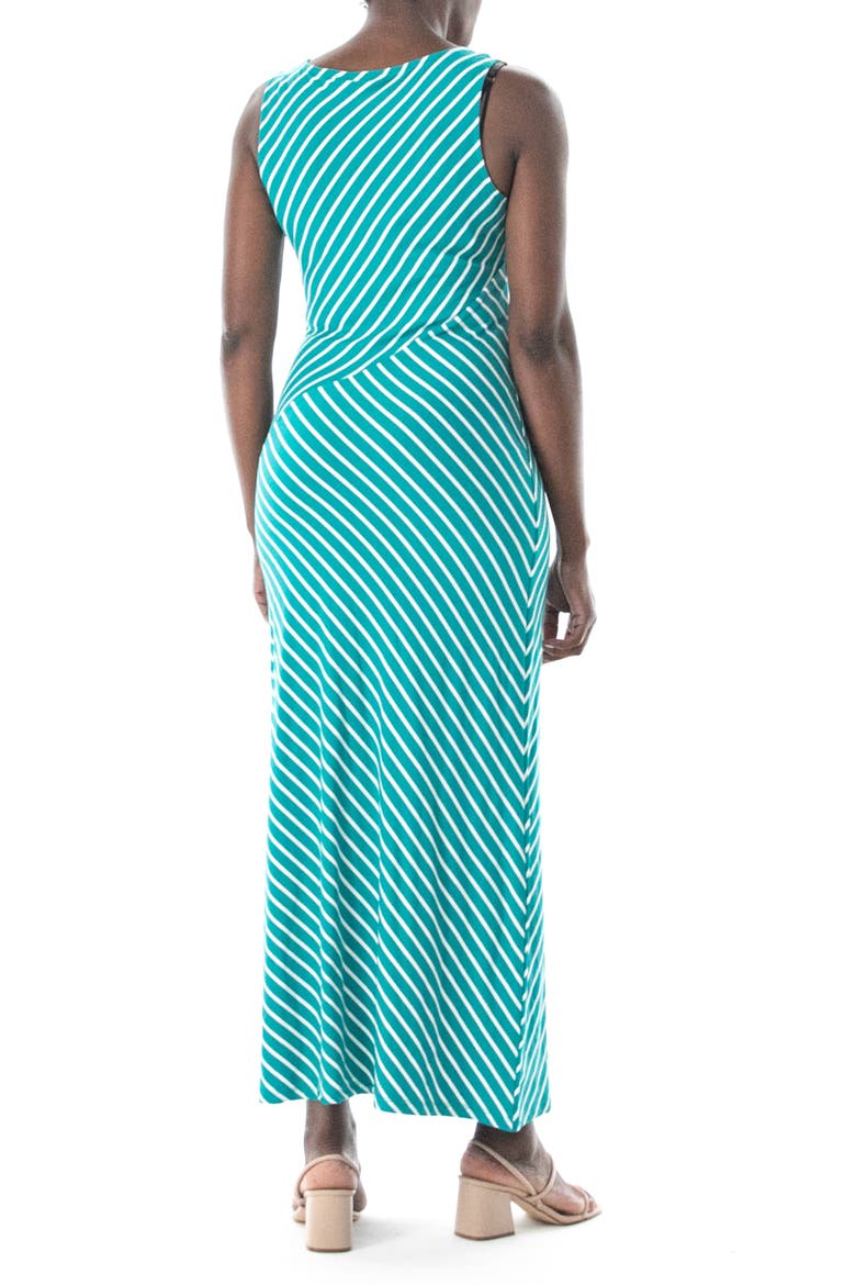 V-Neck Stripe Maxi Dress, Alternate, color, OCEAN/ WHITE