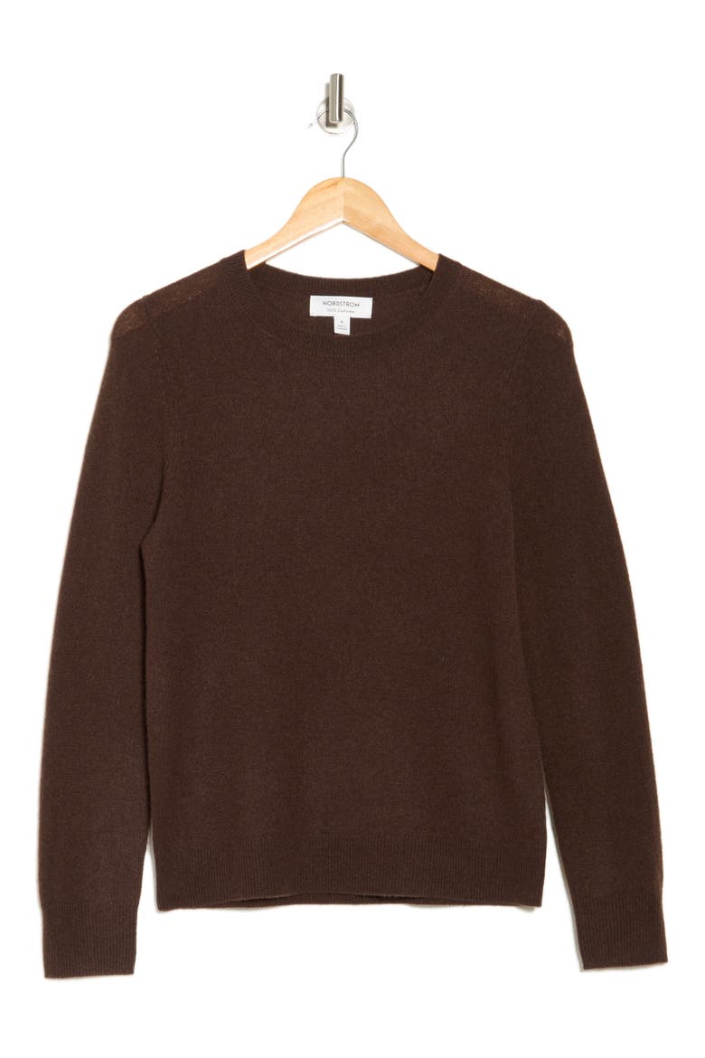 Cashmere Crewneck Sweater, Alternate, color, BROWN COFFEE