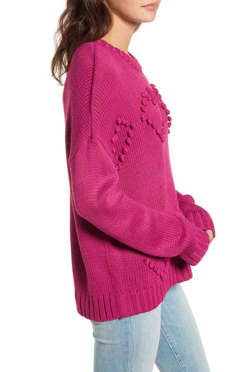 Cotton Emporium Heart Bobble Sweater, Alternate, color, 