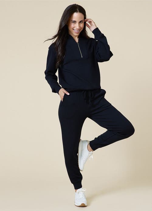 Softies Athleisure Dreamtech 1/4 Zip Jogger Set In Black