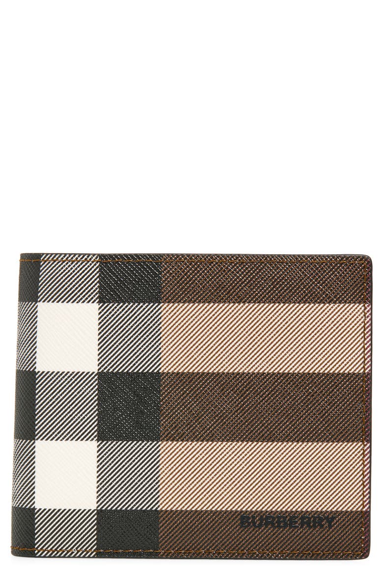 Burberry Giant Check Bifold Wallet, Main, color, Dark Birch Brown