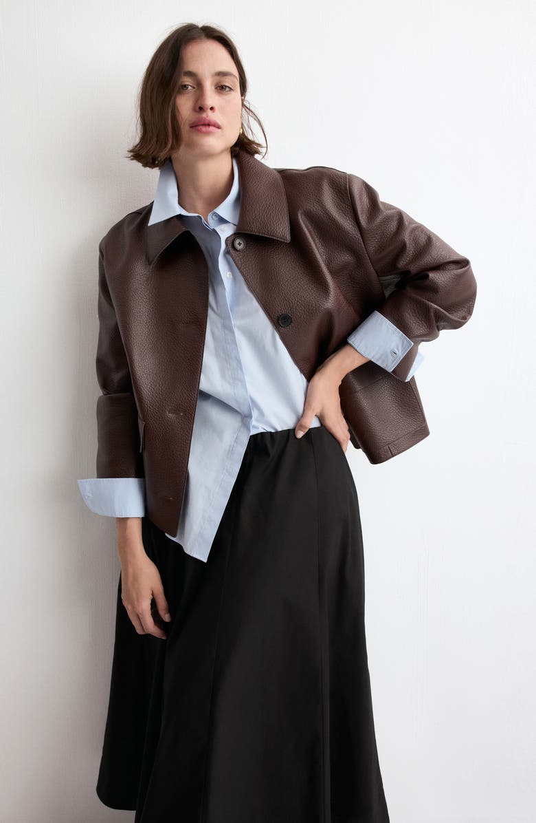 MANGO Falda Newcreta Cotton A-Line Skirt, Alternate, color, Black