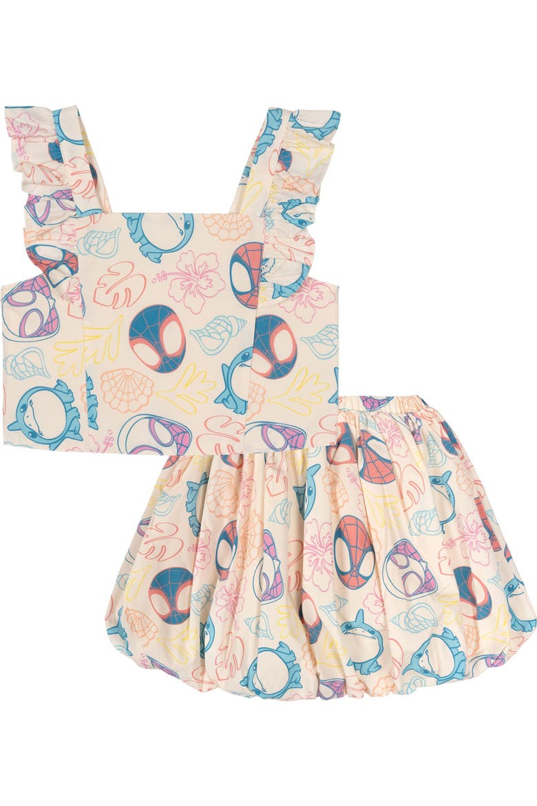 Spidey and His Amazing Friends Sleeveless Tank Top and Bubble Skort 2-Piece Set, Main, color, Cream Spidey Friends