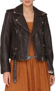 Avec Les Filles Relaxed Leather Moto Jacket