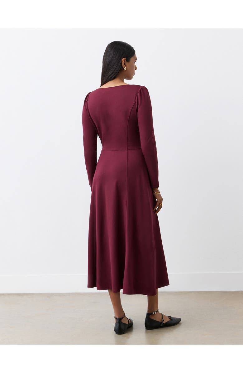 Finery London Kelly Ponte Jersey Midi Dress, Alternate, color, Burgundy