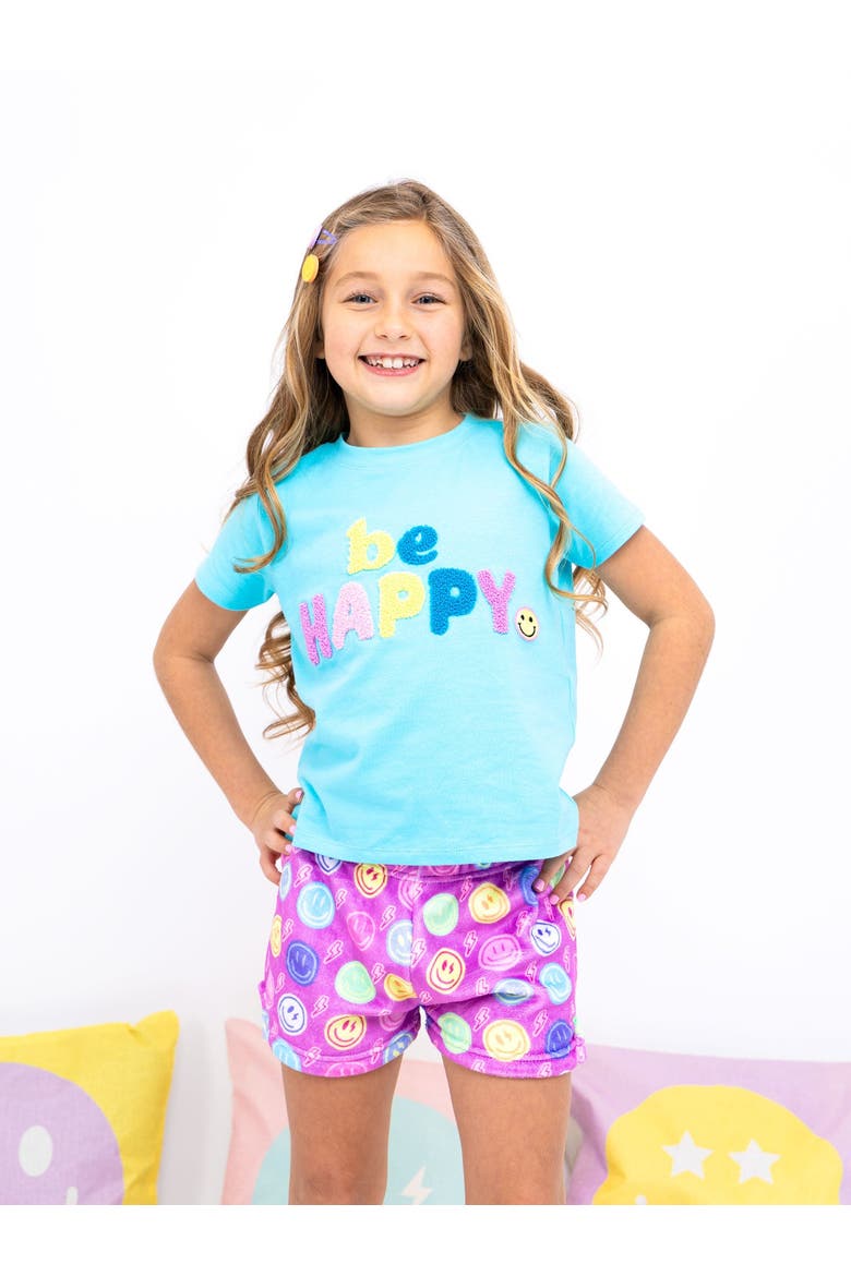 Plush Smiley Faces loungewear Shorts, Alternate, color, Multicolor