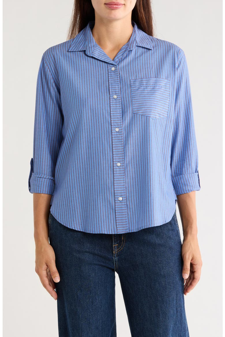 Carson Stripe Button-Up Shirt, Main, color, SAPHIRE DREAM