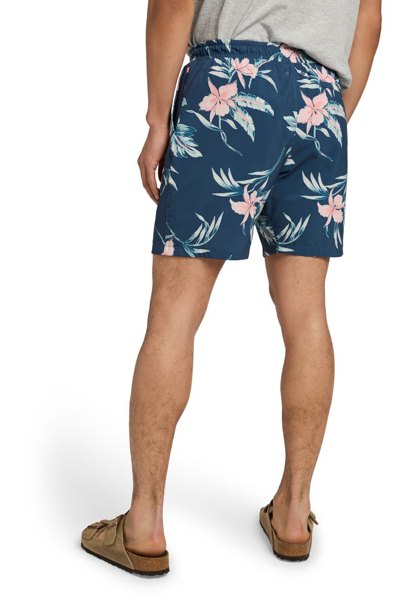 Faherty Shorelite Performance Swim Trunks, Alternate, color, Navy Island Orchid