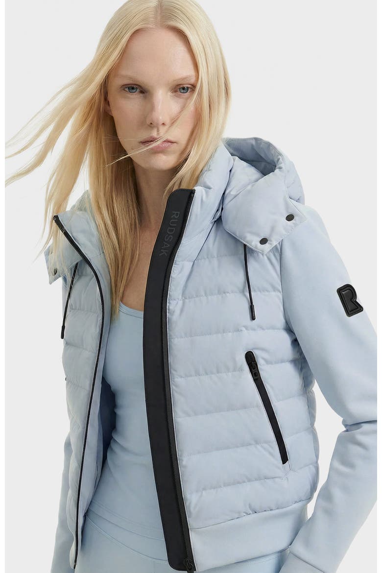Cassa Light Down & Neoprene Crop Jacket, Alternate, color, Powder Blue