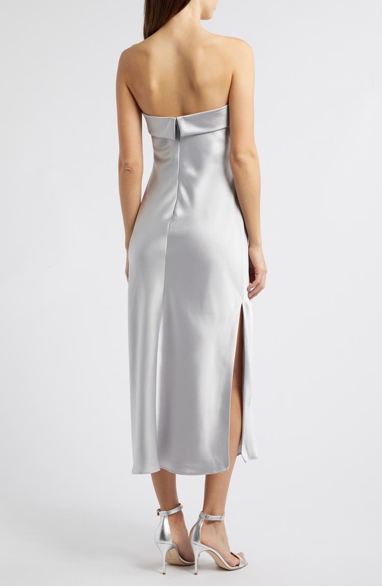 Amsale Faye Strapless Satin Cocktail Dress, Alternate, color, Platinum
