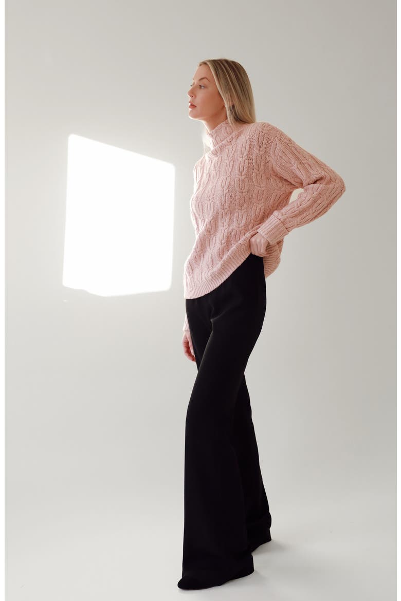 Cable Knit Funnel Neck Sweater, Alternate, color, IVORY CLOUD