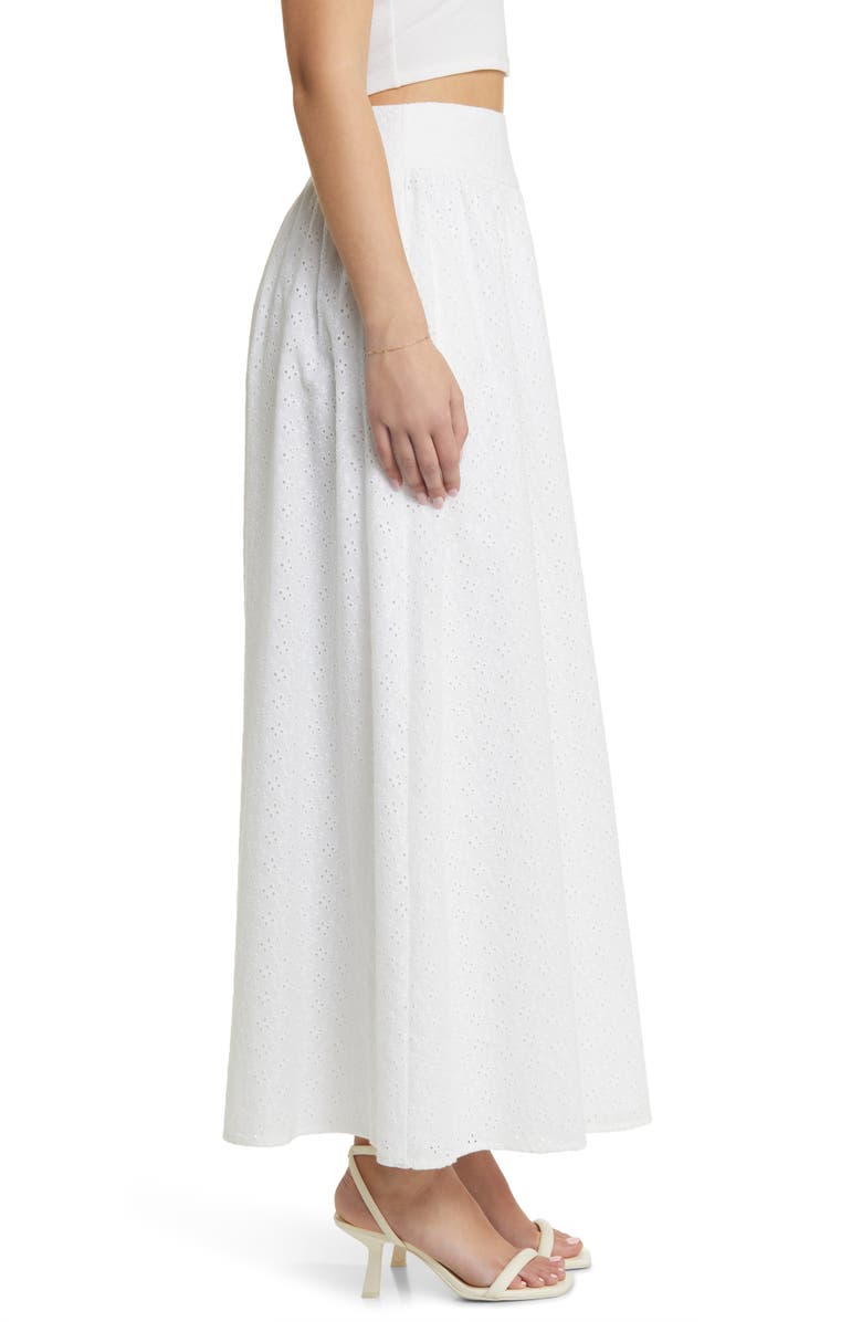 WAYF Catalina Embroidered Eyelet Cotton Maxi Skirt, Alternate, color, Ivory