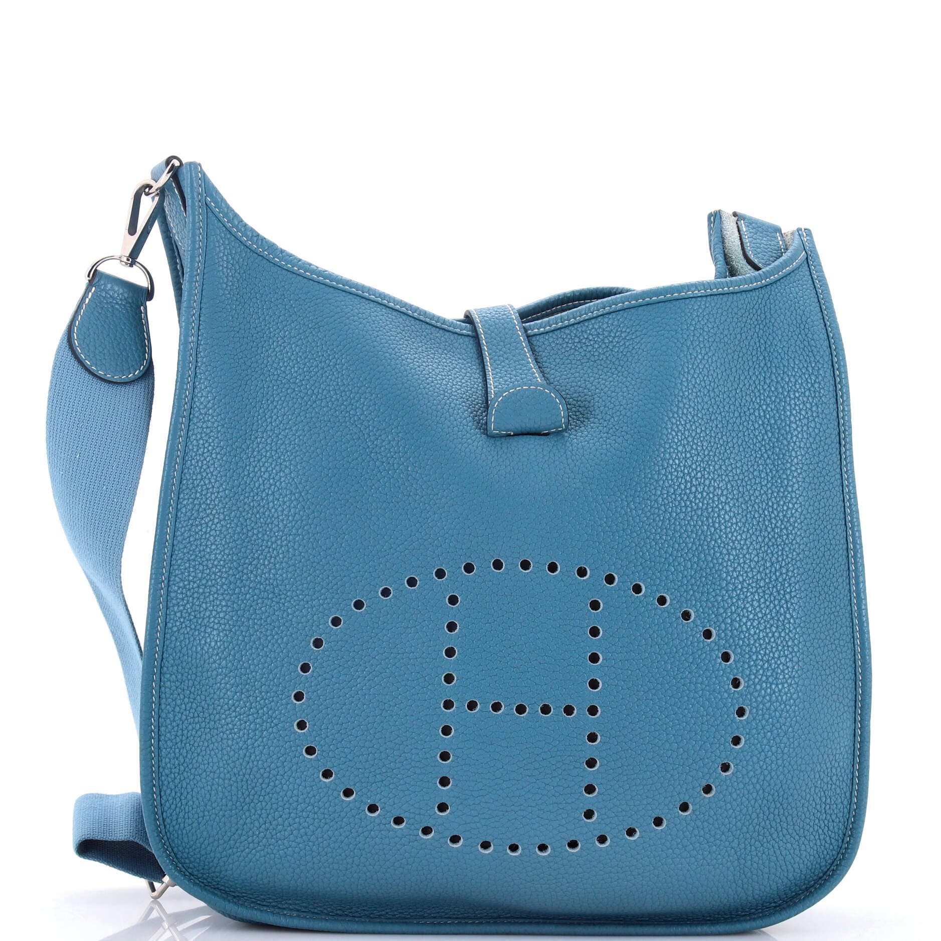 Pre-Owned Hermes Evelyne Bag Gen III Clemence GM, Main, color, Bleu Jean