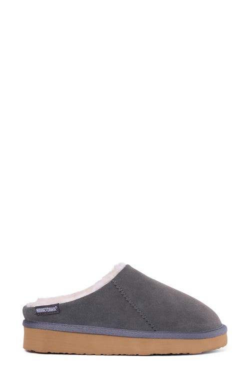 Minnetonka Coze Around Faux Fur Clog Slipper In Gray