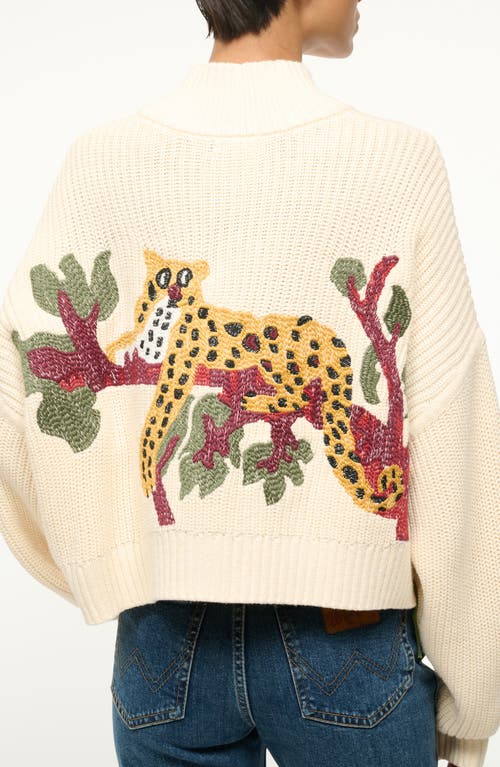 STAUD STAUD HAMPTON CROP GRAPHIC CREWNECK SWEATER
