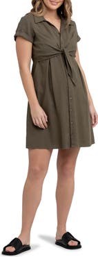 Ripe Maternity Colette Tie Up Linen Dress