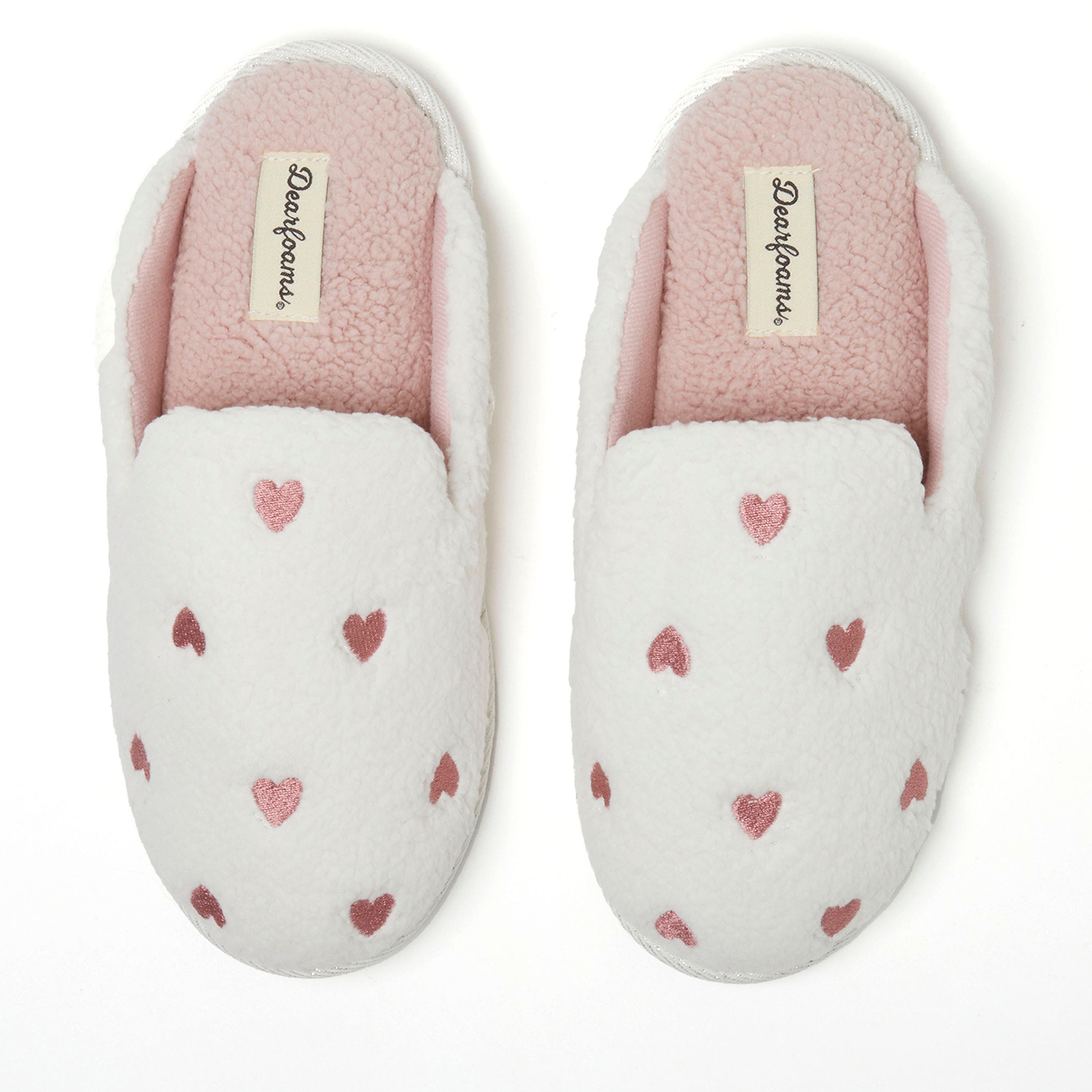 Valentines Day Hearts Scuff Slipper, Alternate, color, Muslin