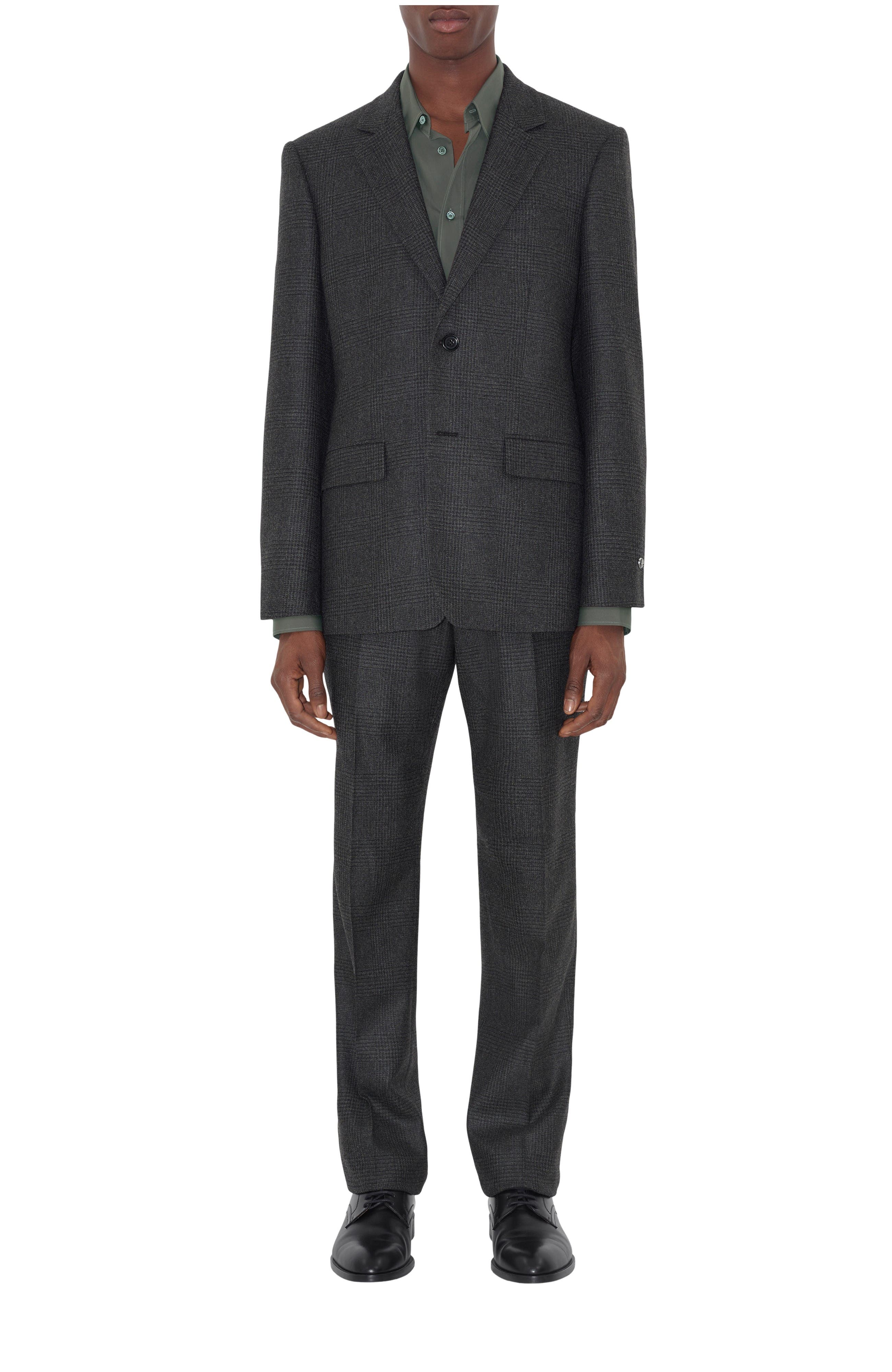 Check Wool Cashmere Tailored Trousers