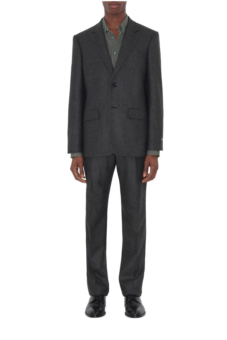 Check Wool Cashmere Tailored Trousers, Main, color, Loden green/highland green