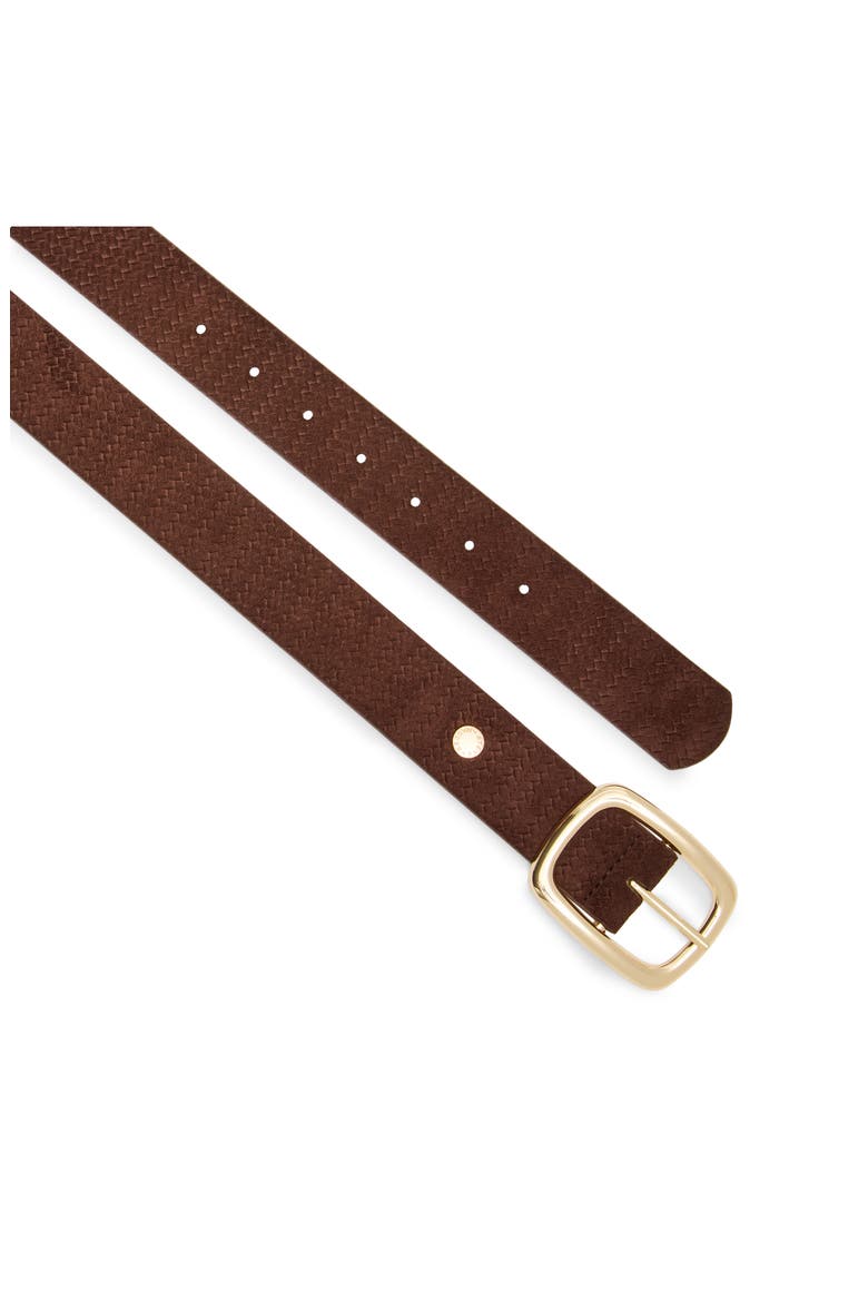 Snake Embossed Faux Suede Belt, Alternate, color, CHOCOLATE