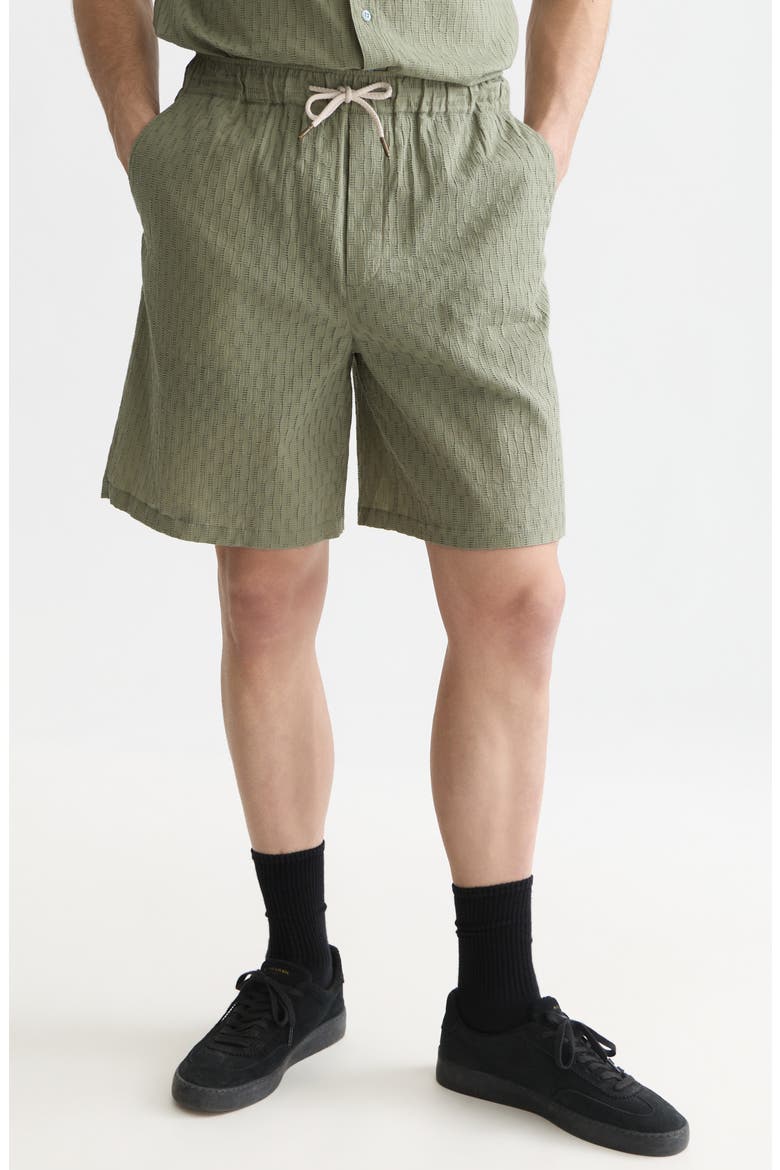Drawstring Seersucker Shorts, Main, color, OIL GREEN