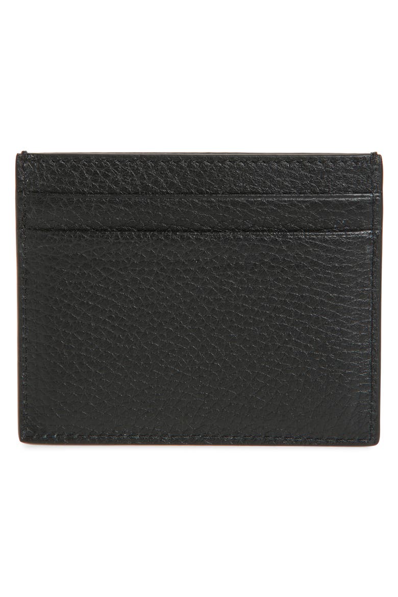 Rockstud Leather Card Holder, Alternate, color, BLACK