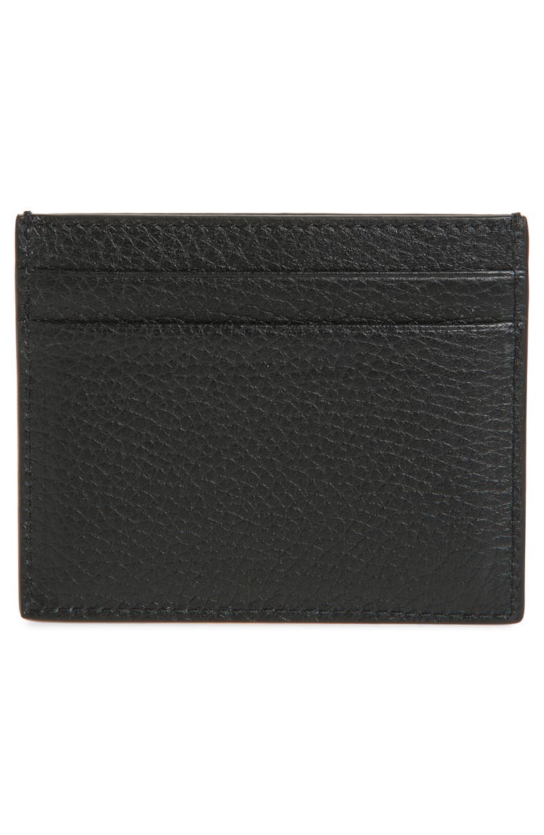 Valentino Garavani Rockstud Leather Card Holder, Alternate, color, Black