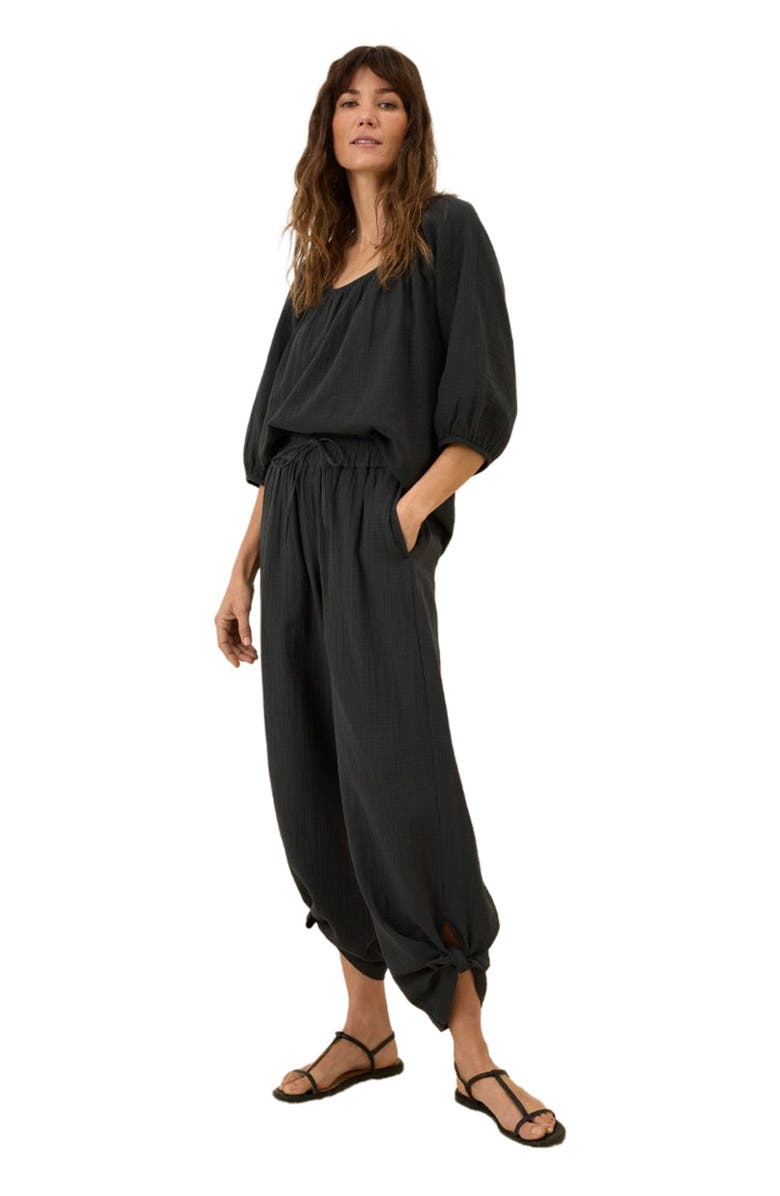 Pact Organic Cotton Coastal Double Gauze Split Hem Pant, Alternate, color, Black