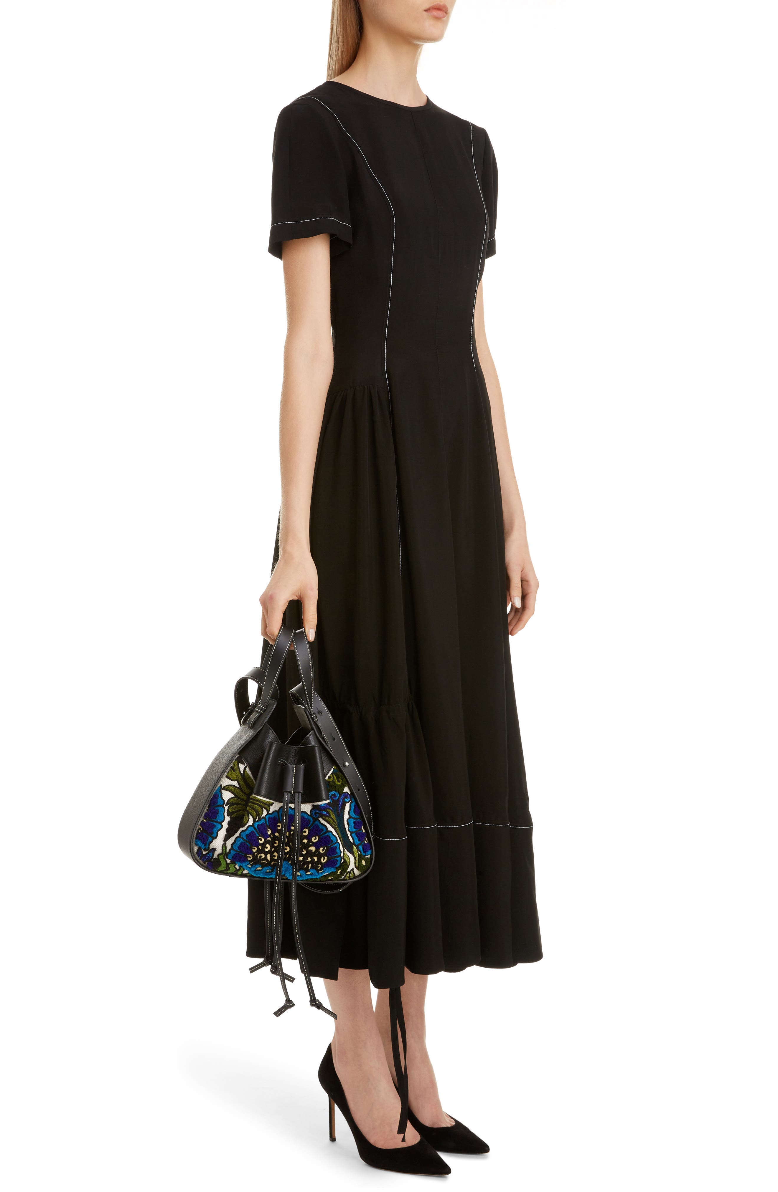 Loewe Small Hammock Floral Leather Hobo Bag, Alternate, color, 