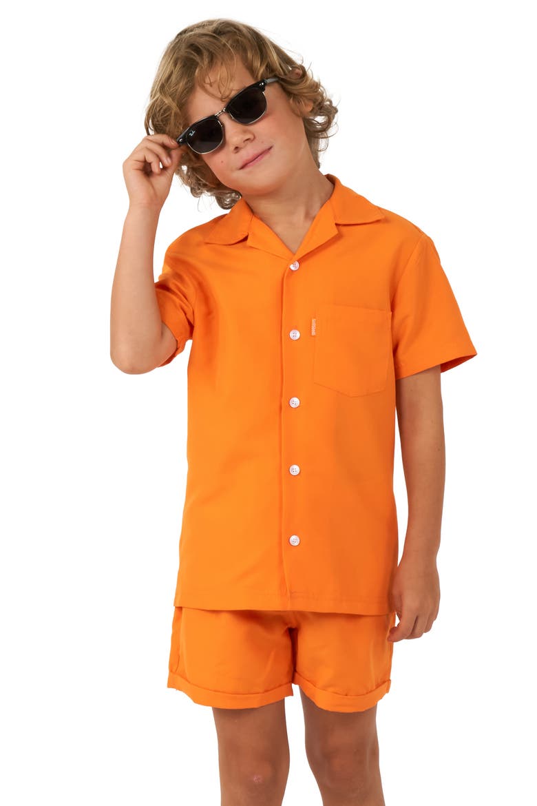 Kids' The Orange Camp Shirt & Shorts Set, Alternate, color, ORANGE