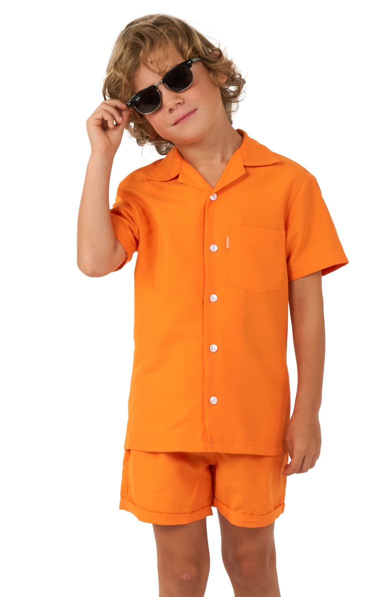 OppoSuits Kids' The Orange Camp Shirt & Shorts Set, Alternate, color, Orange