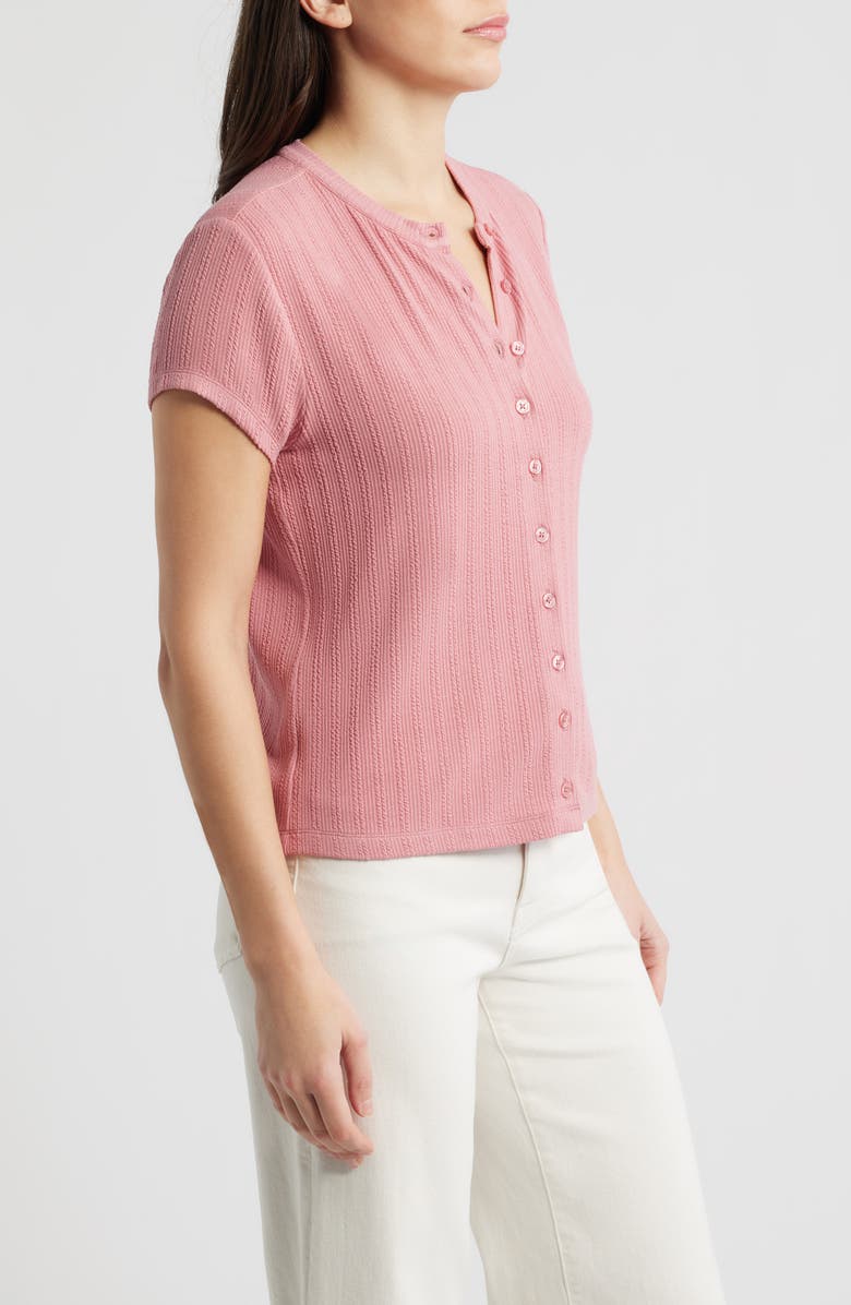 Bernardo Ribbed Buttoned Shirt, Alternate, color, Blush