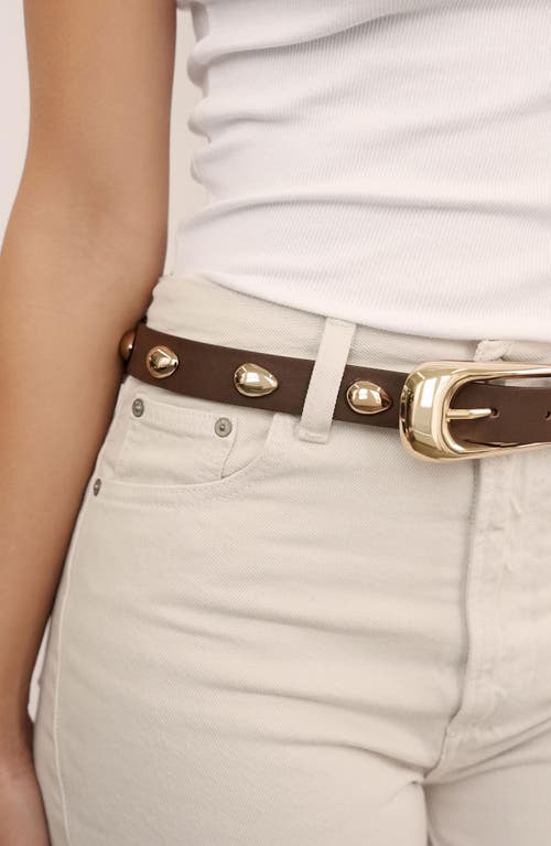 Ettika Teardrop Studded Leather Belt In Brown