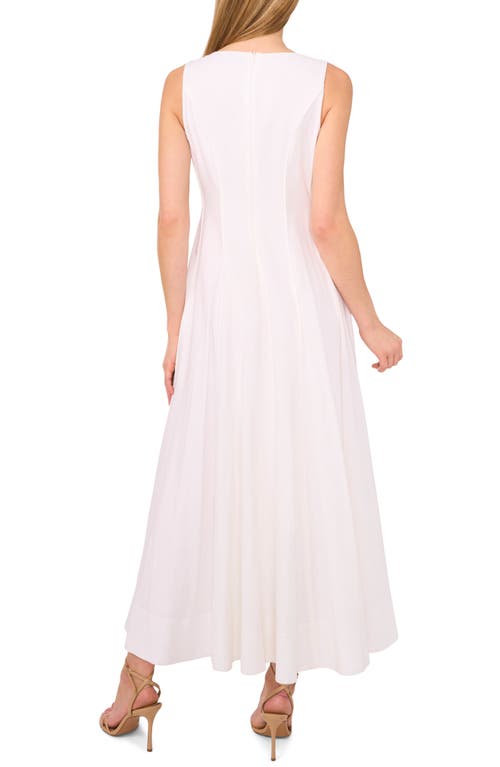 Ted Baker Pleated Waist Sleeveless Linen Blend Maxi Dress In Ultra White