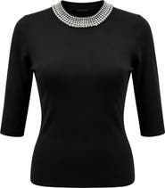 WDNY Embellished Crewneck Sweater