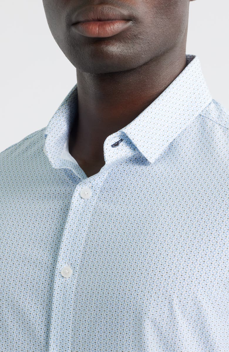 Mizzen+Main Leeward Trim Fit Micropattern No Tuck Button-Up Shirt, Alternate, color, White Circle Mosaic