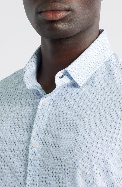 Mizzen + Main Mizzen+main Leeward Trim Fit Micropattern No Tuck Performance Button-up Shirt In Blue