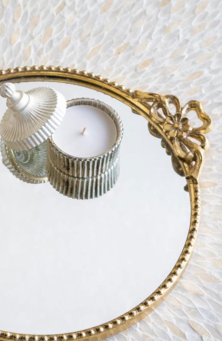A & B Home Ornate Round Mirror Tray, Alternate, color, Gold