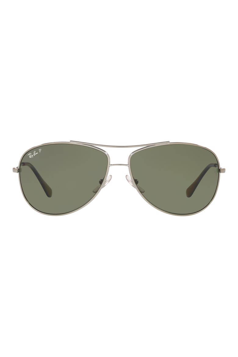 63mm Polarized Aviator Sunglasses, Main, color, GUNMETAL