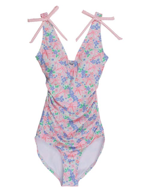 UPF50+ Women's Bow V-Neck One Piece Swimsuit