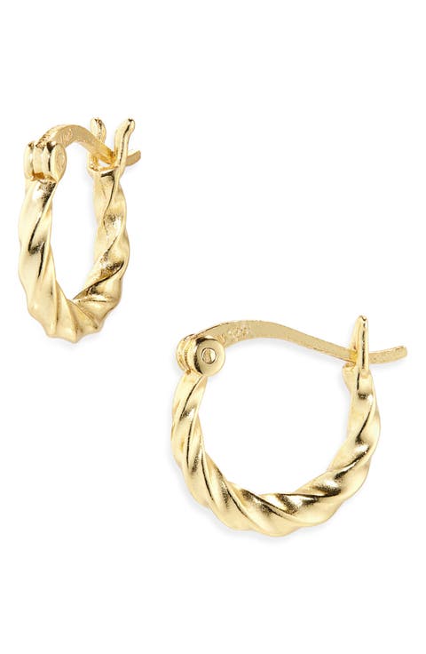 Rope Twist Huggie Hoop Earrings