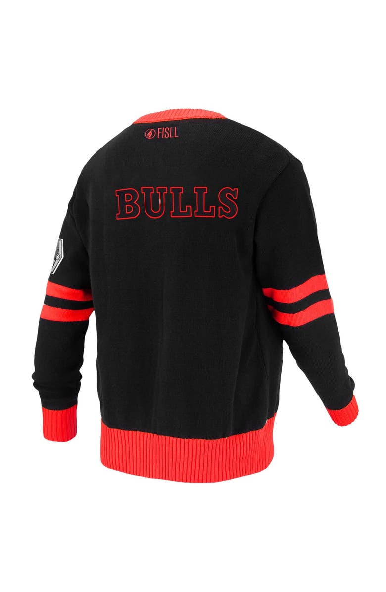 FISLL Unisex FISLL Black Chicago Bulls Logoman Shadow Collection Full-Button Cardigan Sweater, Alternate, color, 
