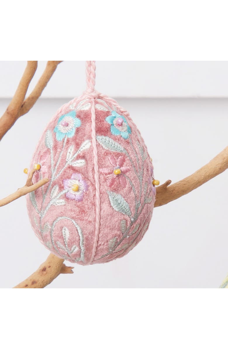 Gallerie II Yellow Floral Vintage Velvet Easter Egg Decorative Ornament, Alternate, color, Yellow