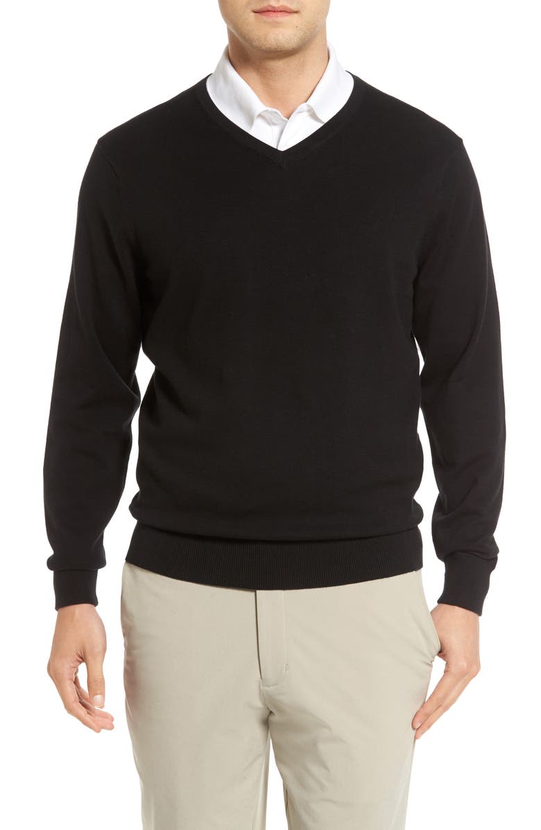 Cutter & Buck Lakemont V-Neck Sweater, Main, color, Black