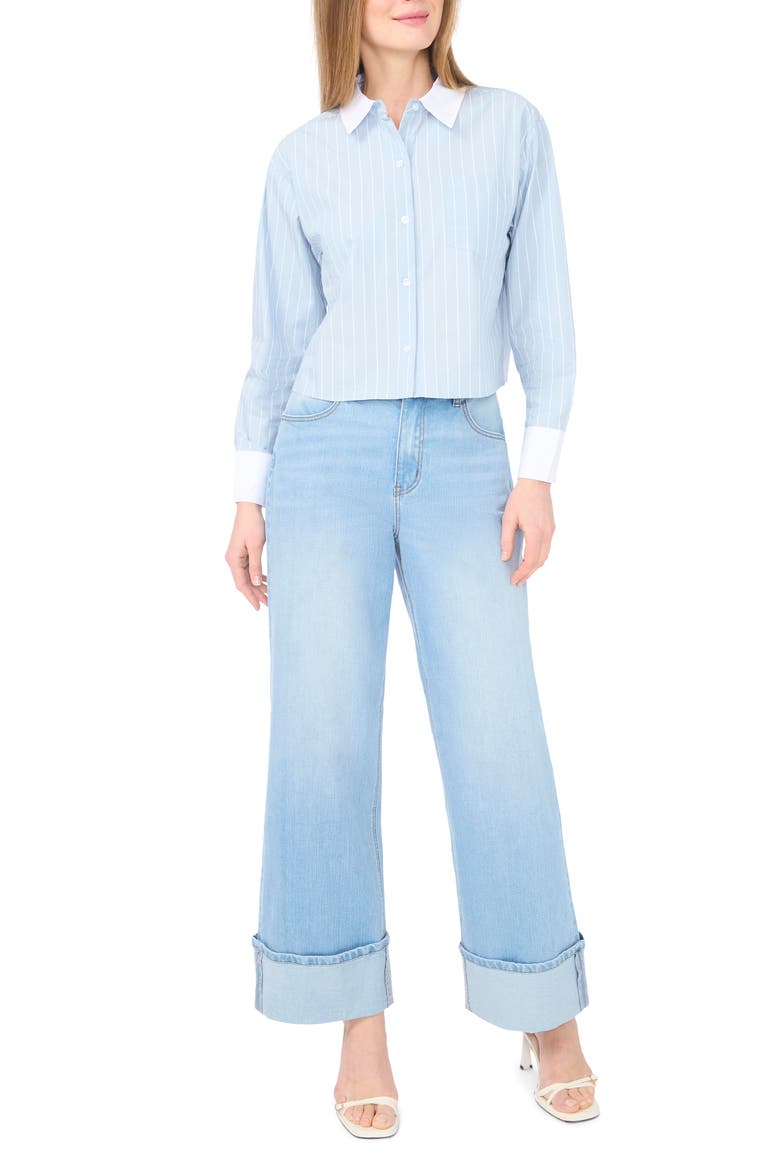 Stripe Long Sleeve Button-Up Shirt, Alternate, color, BLUE DENIM