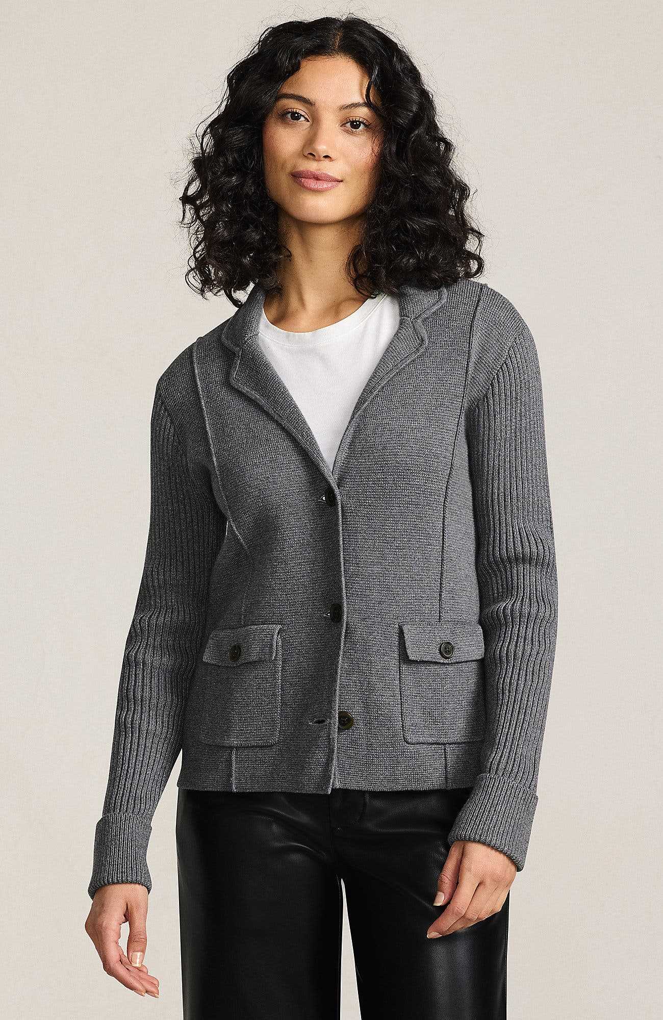 Drifter Ribbed Collared Blazer Sweater - image 3