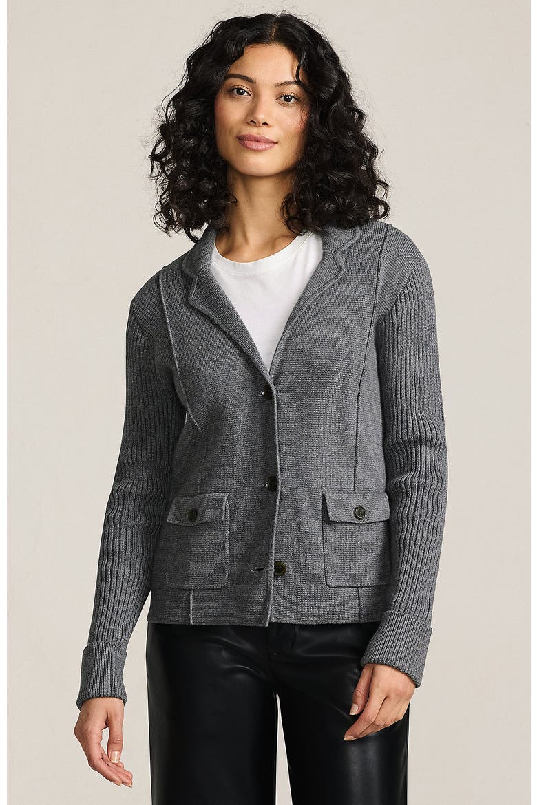 Drifter Ribbed Collared Blazer Sweater, Main, color, Charcoal Heather